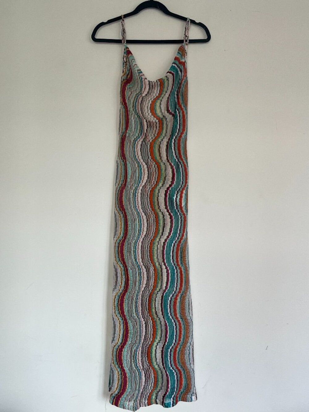Missoni long cover-up dress with lamé wave motif